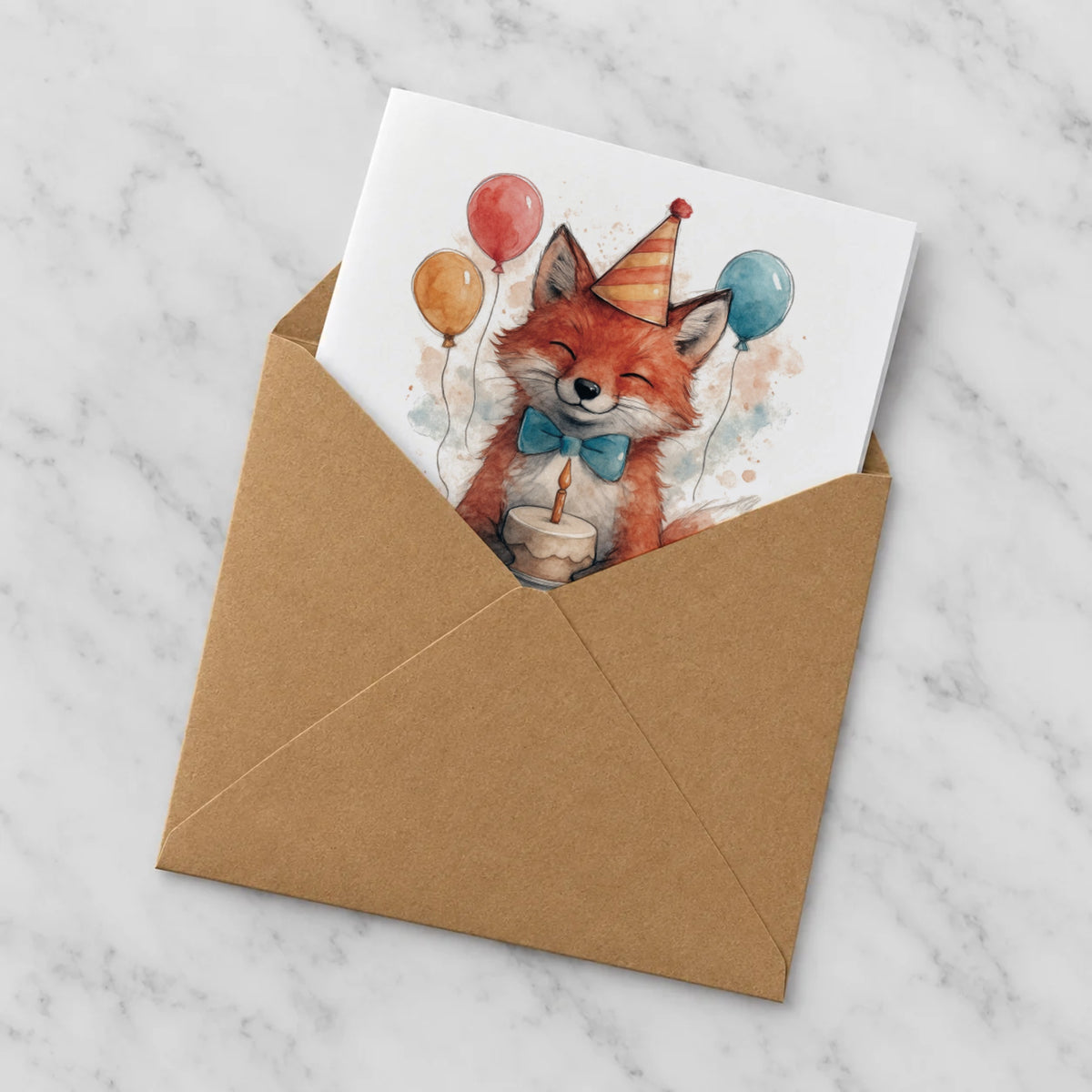 Fox Greeting Card – Half in Envelope