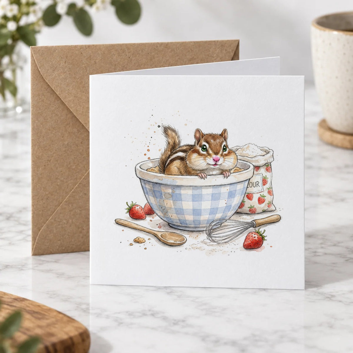 Chipmunk Baking Greeting Card – Hero