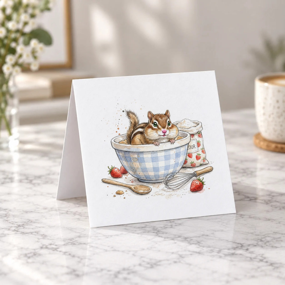 Chipmunk Baking Greeting Card – Tent Fold