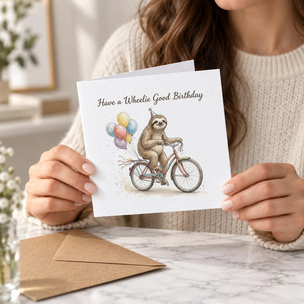 Sloth Greeting Card – Held Card