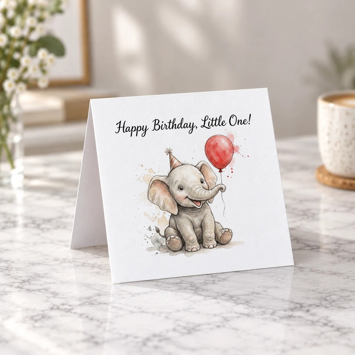 Baby Elephant Greeting Card – Tent Fold