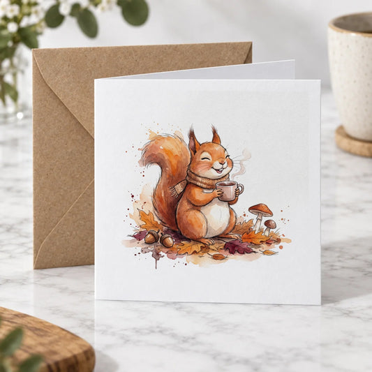 Autumn Squirrel Greeting Card – Hero