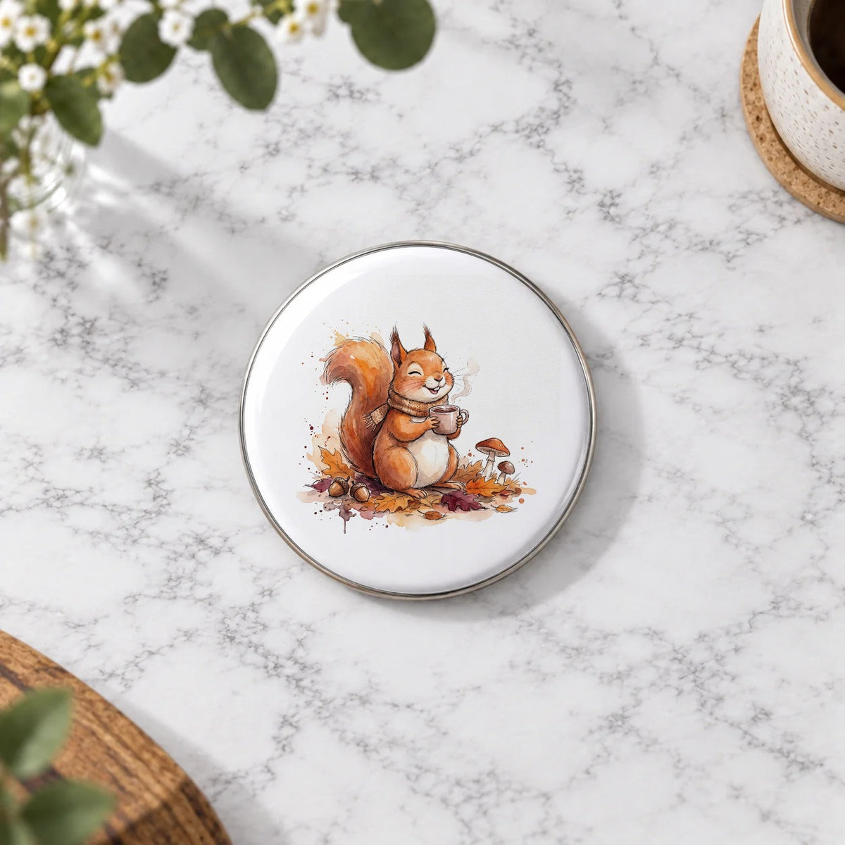 Autumn Squirrel Greeting Card – Badge Large