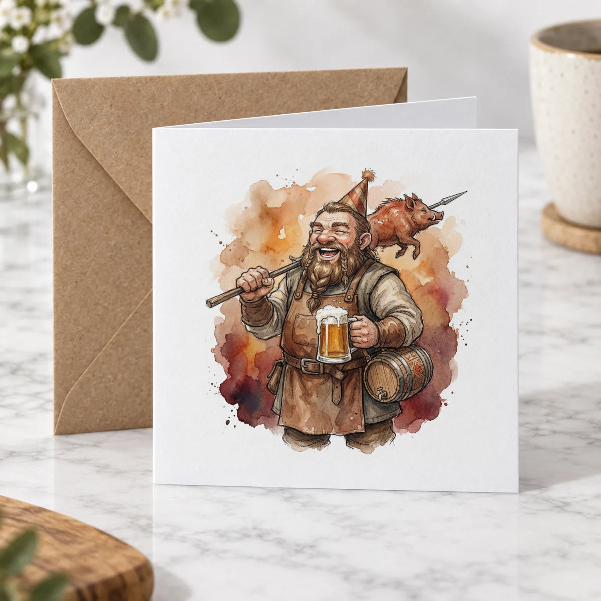 Dwarf Tavern Greeting Card – Hero
