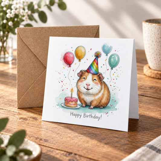 Guinea Pig Greeting Card – Warm Wood