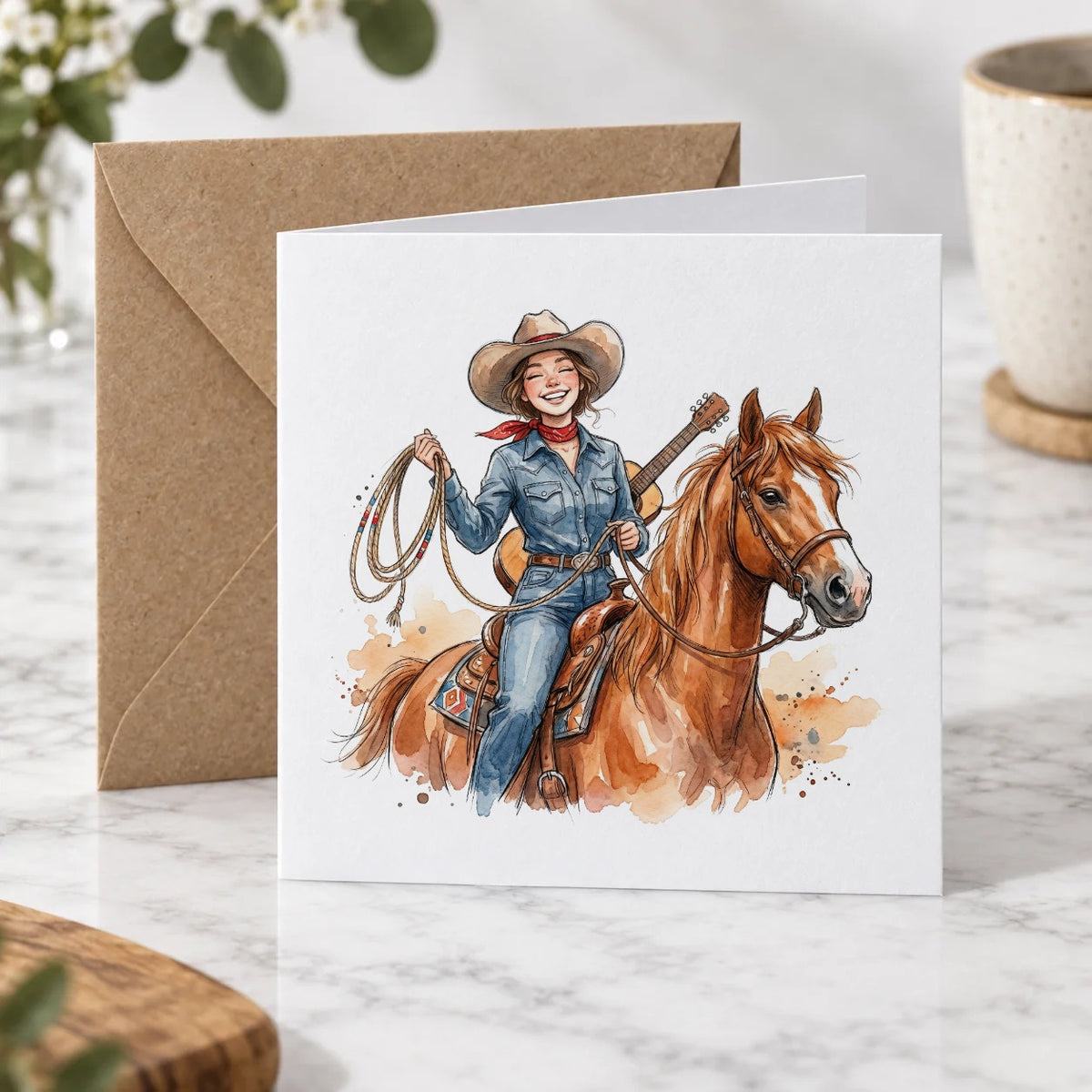 Cowgirl & Horse Greeting Card – Hero