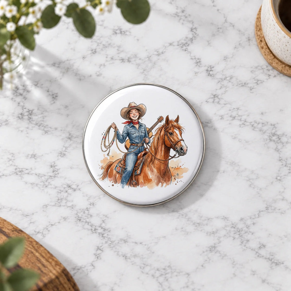 Cowgirl & Horse Greeting Card – Badge Large