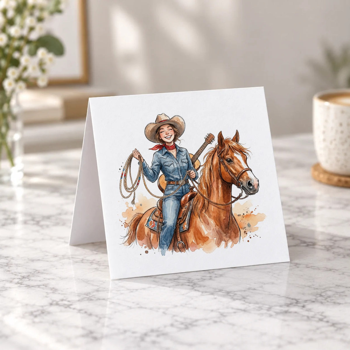 Cowgirl & Horse Greeting Card – Tent Fold