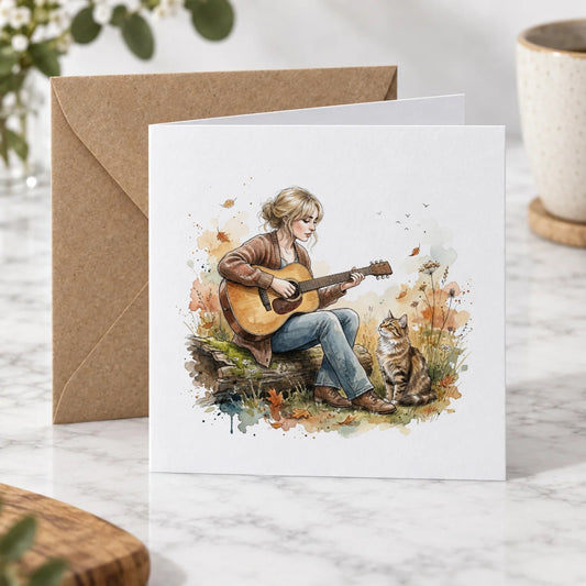 Folk Music & Cat Greeting Card – Hero