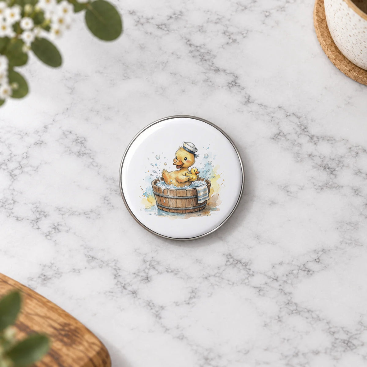 Duckling Bath Time Greeting Card – Badge Small