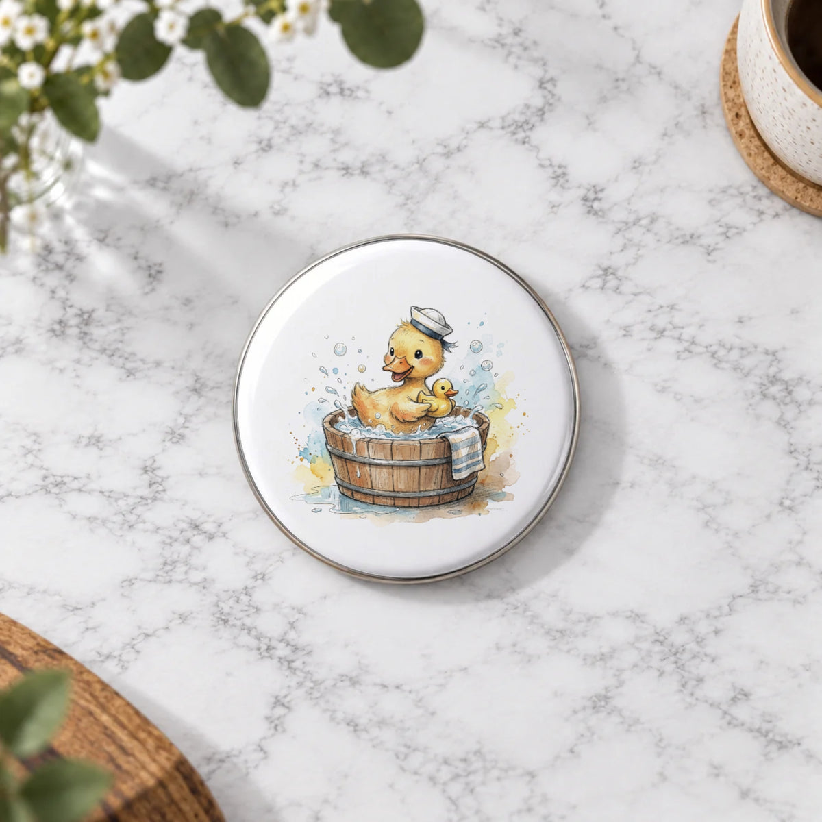 Duckling Bath Time Greeting Card – Badge Large
