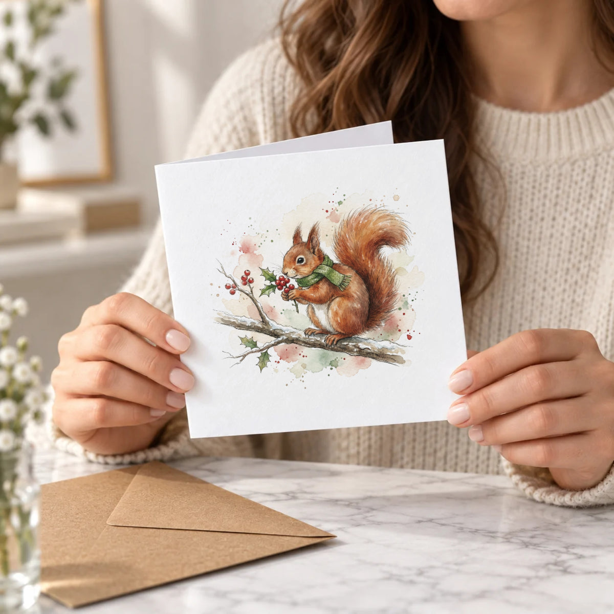 Squirrel Greeting Card – Held Card