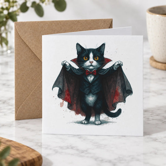 Vampire Cat Greeting Card – Hero