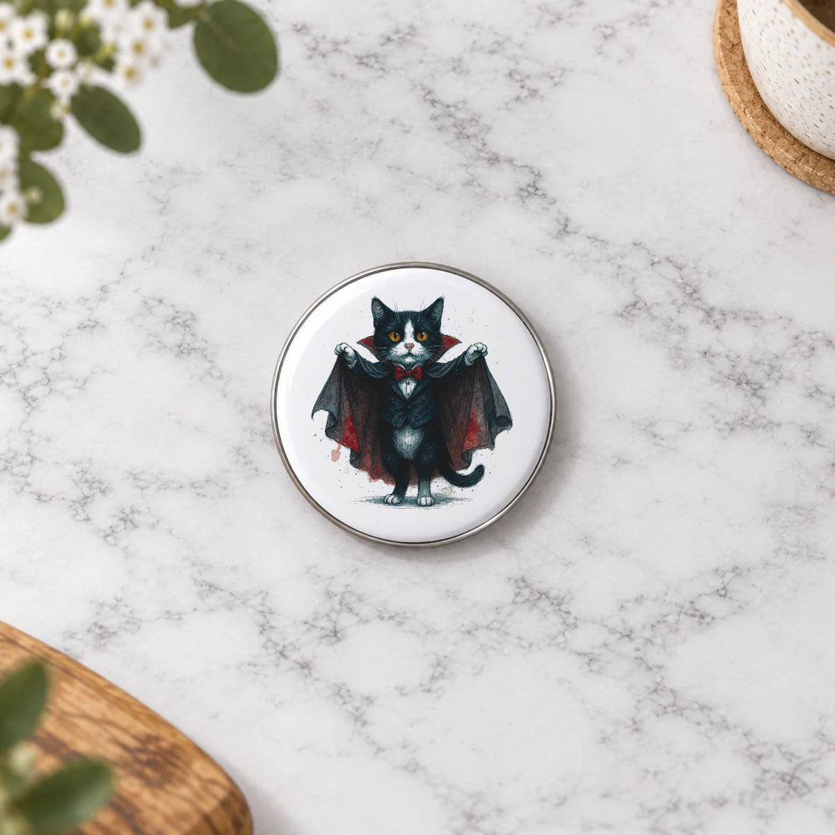 Vampire Cat Greeting Card – Badge Small