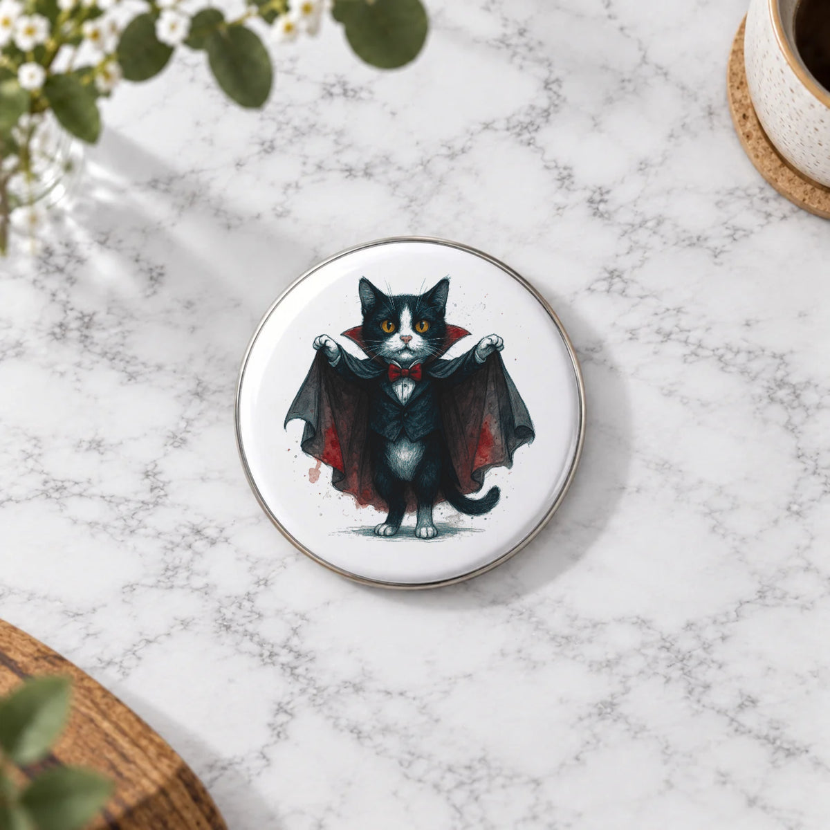 Vampire Cat Greeting Card – Badge Large
