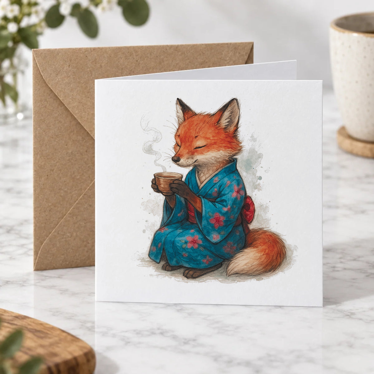 Fox Kimono Greeting Card – Hero