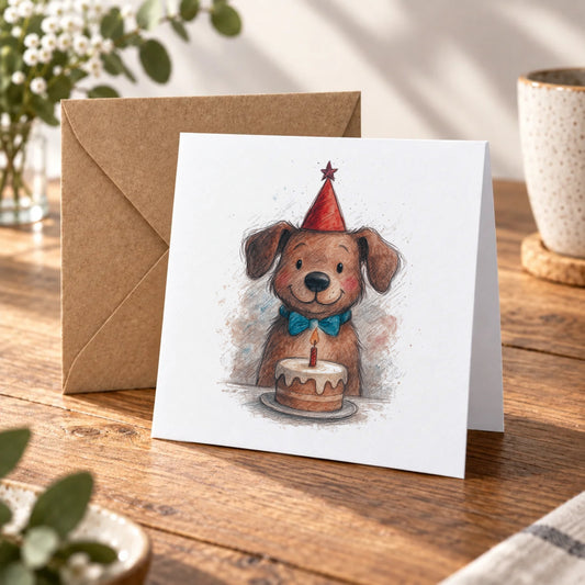 Dog Greeting Card – Warm Wood