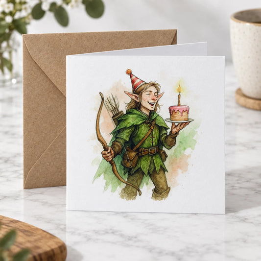 Fantasy Elf Archer Greeting Card – Hero
