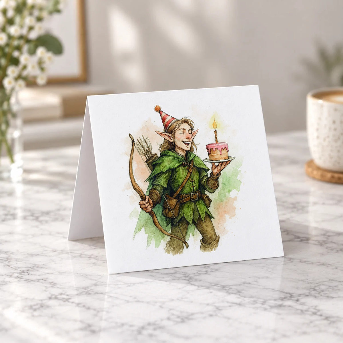 Fantasy Elf Archer Greeting Card – Tent Fold