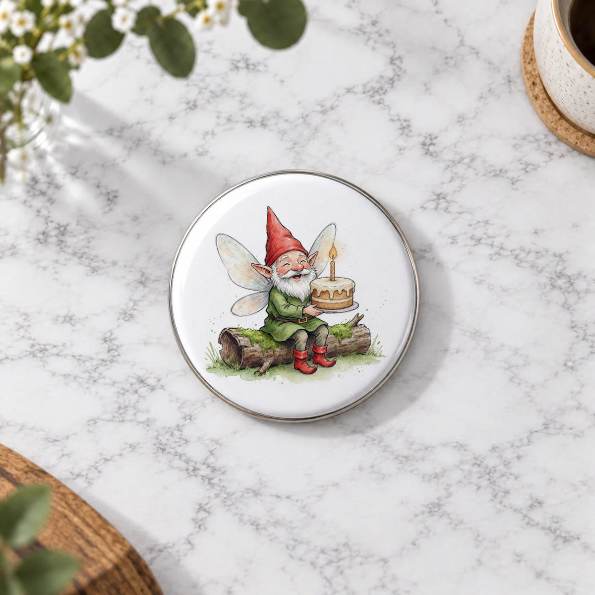 Gnome Fairy Greeting Card – Badge Large