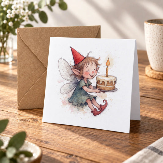 Fairy Greeting Card – Warm Wood