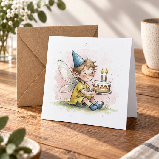 Fairy Greeting Card – Warm Wood