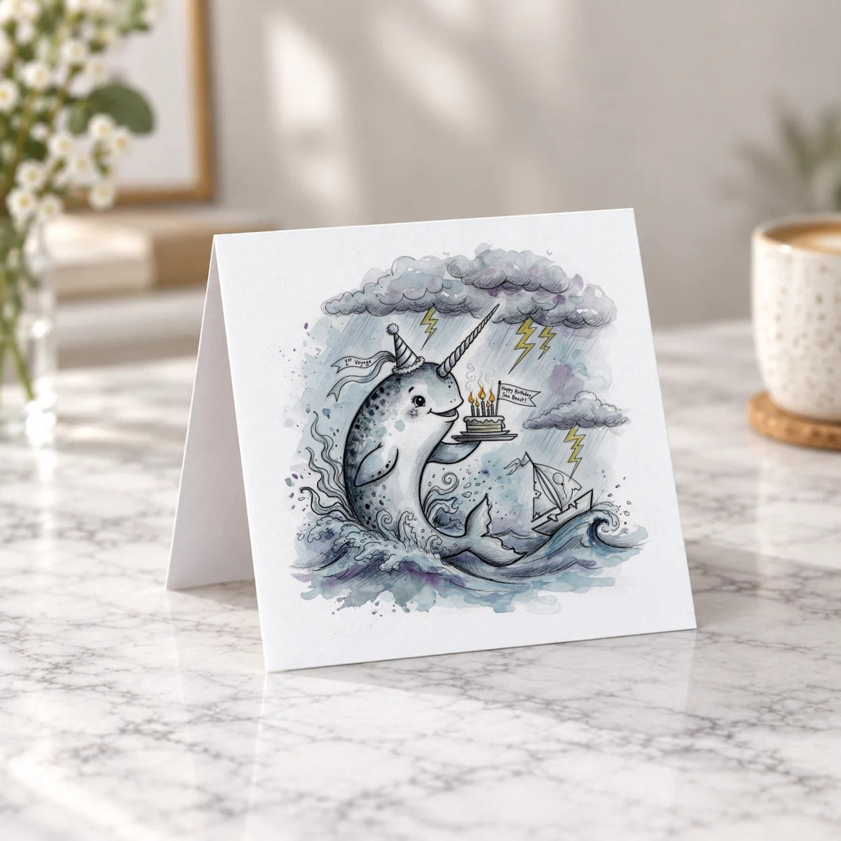 Narwhal Greeting Card – Tent Fold