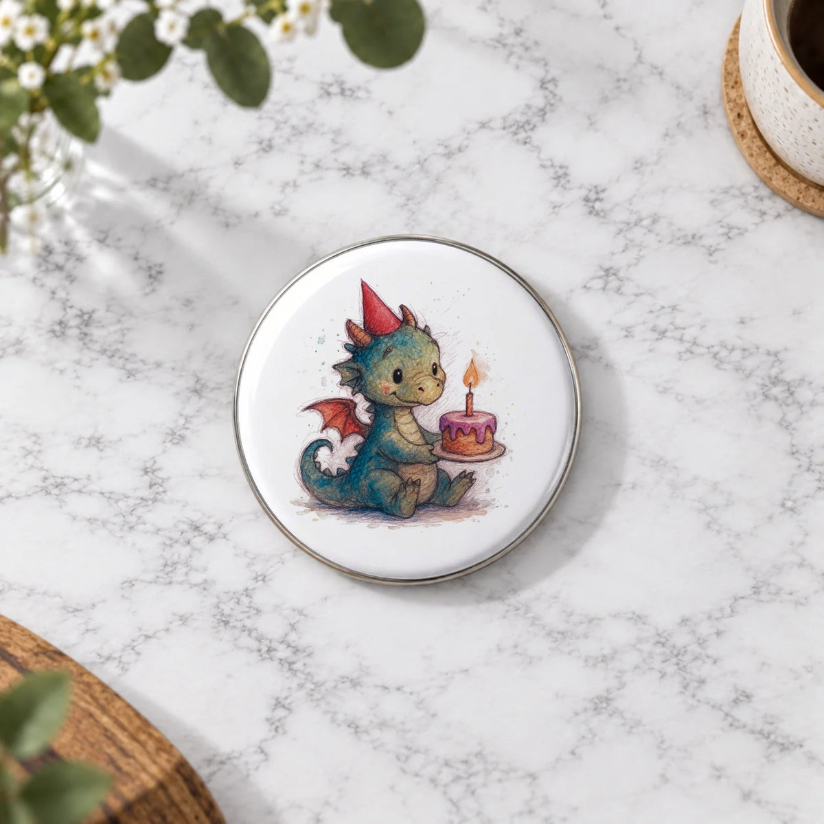 Dragon Cake Greeting Card – Badge Large