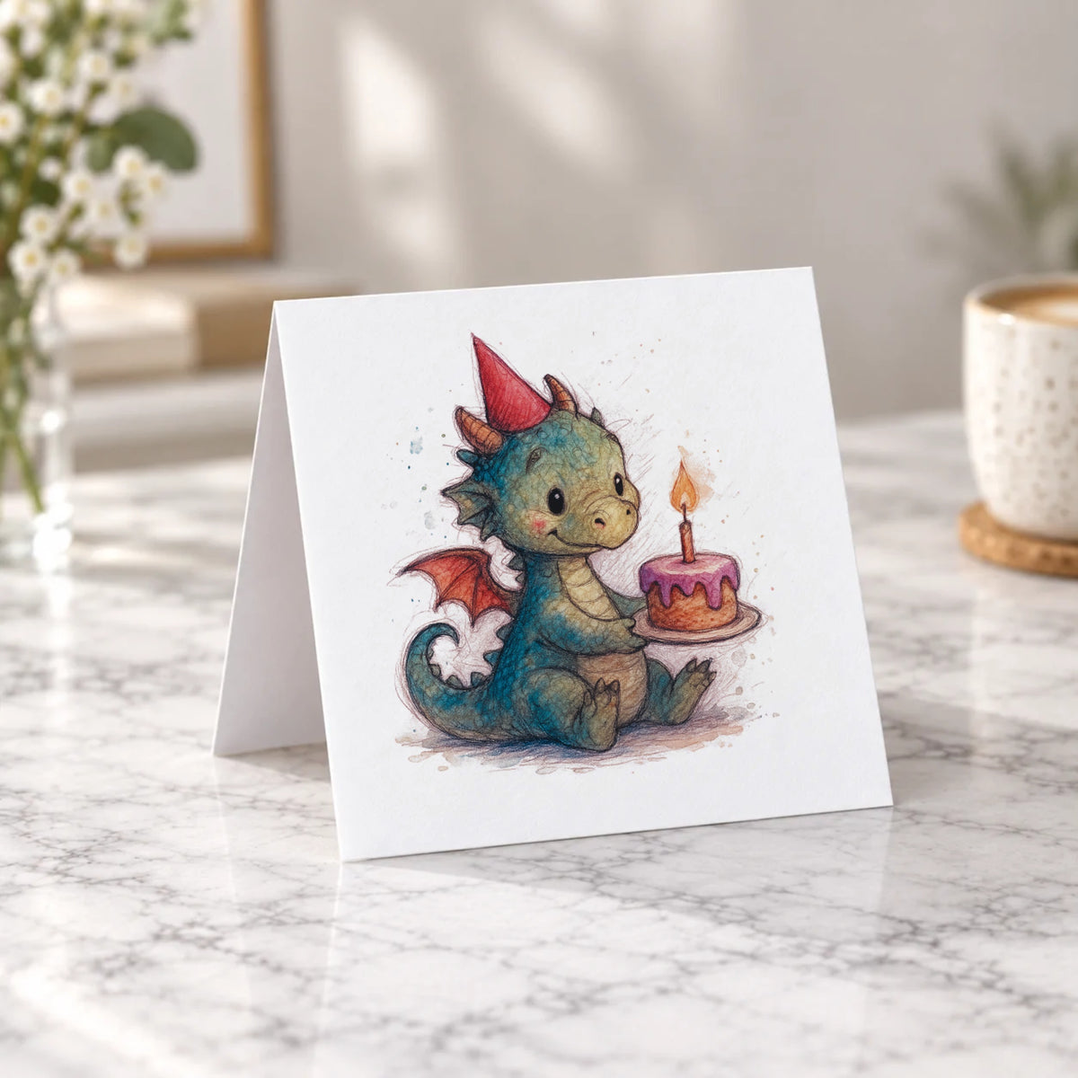 Dragon Cake Greeting Card – Tent Fold