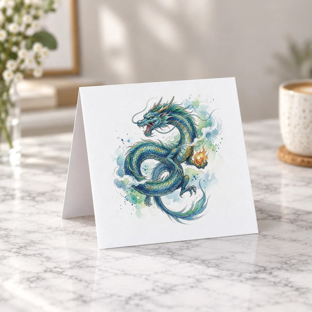 Blue Dragon Greeting Card – Tent Fold