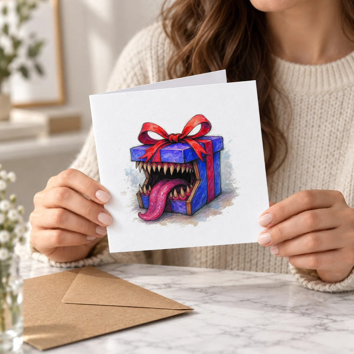 Tabletop Monster Greeting Card – Held Card
