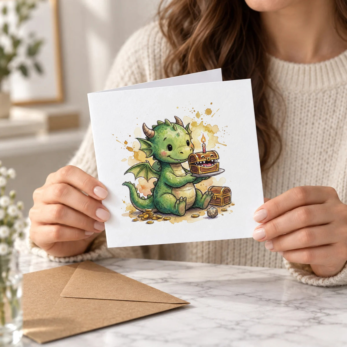 Baby Dragon Greeting Card – Held Card