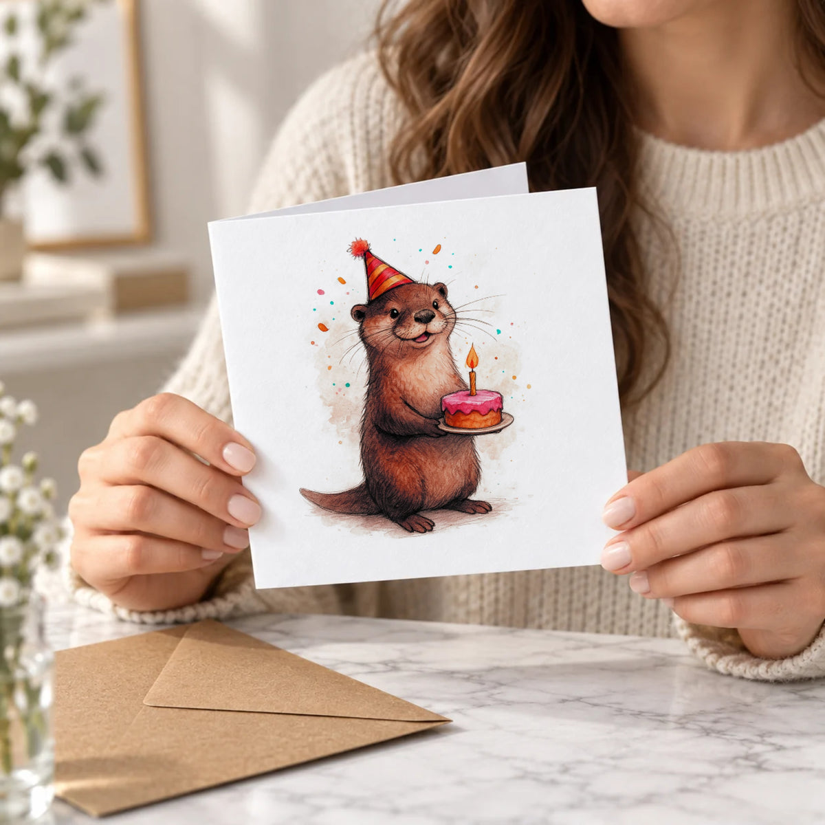 Otter Greeting Card – Held Card