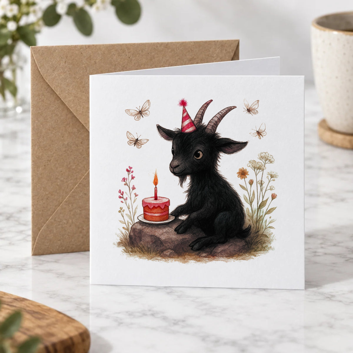 Gothic Black Goat Greeting Card – Hero