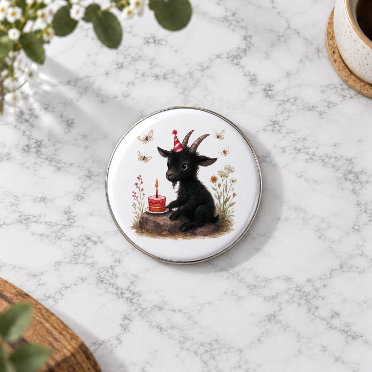 Gothic Black Goat Greeting Card – Badge Large