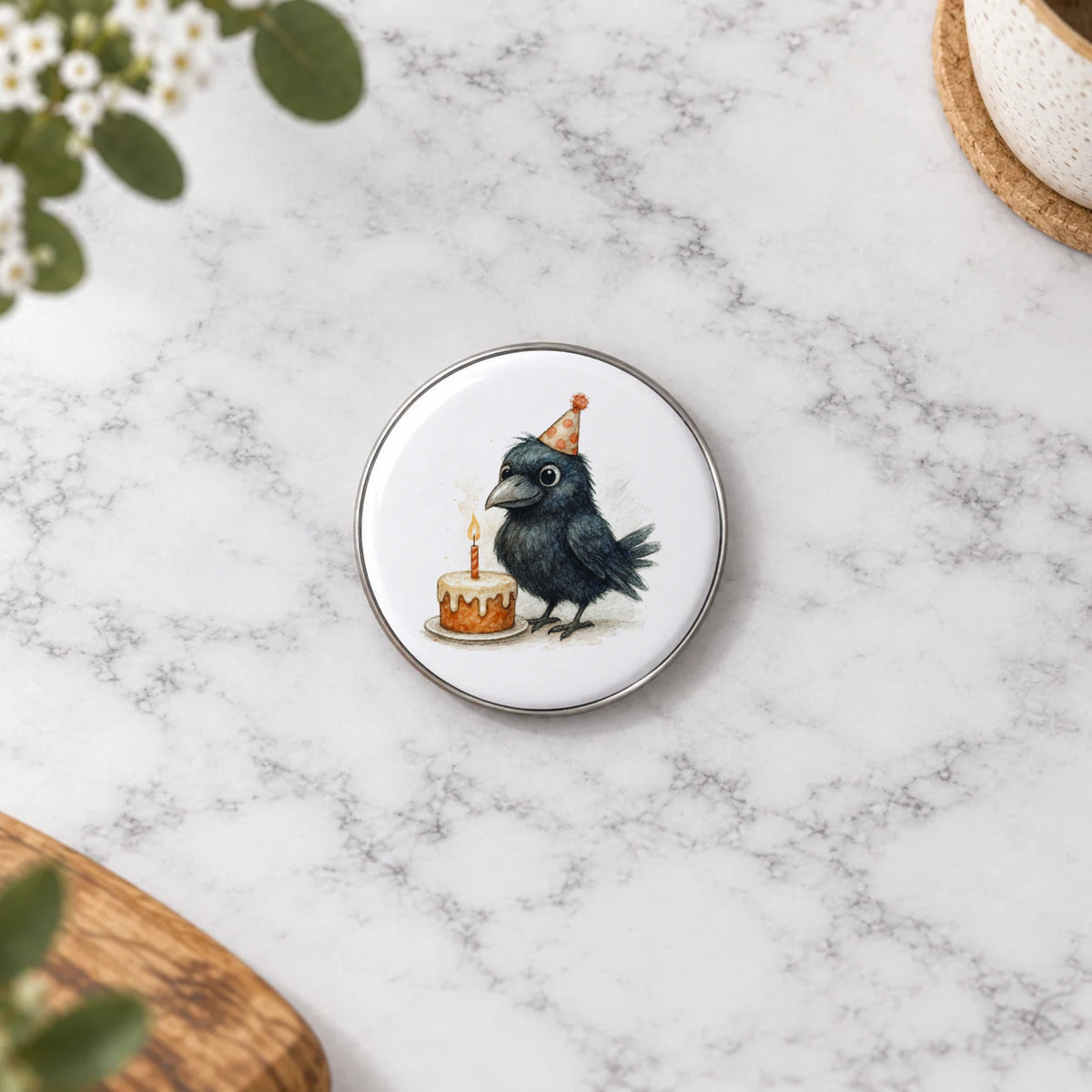 Gothic Raven Greeting Card – Badge Small