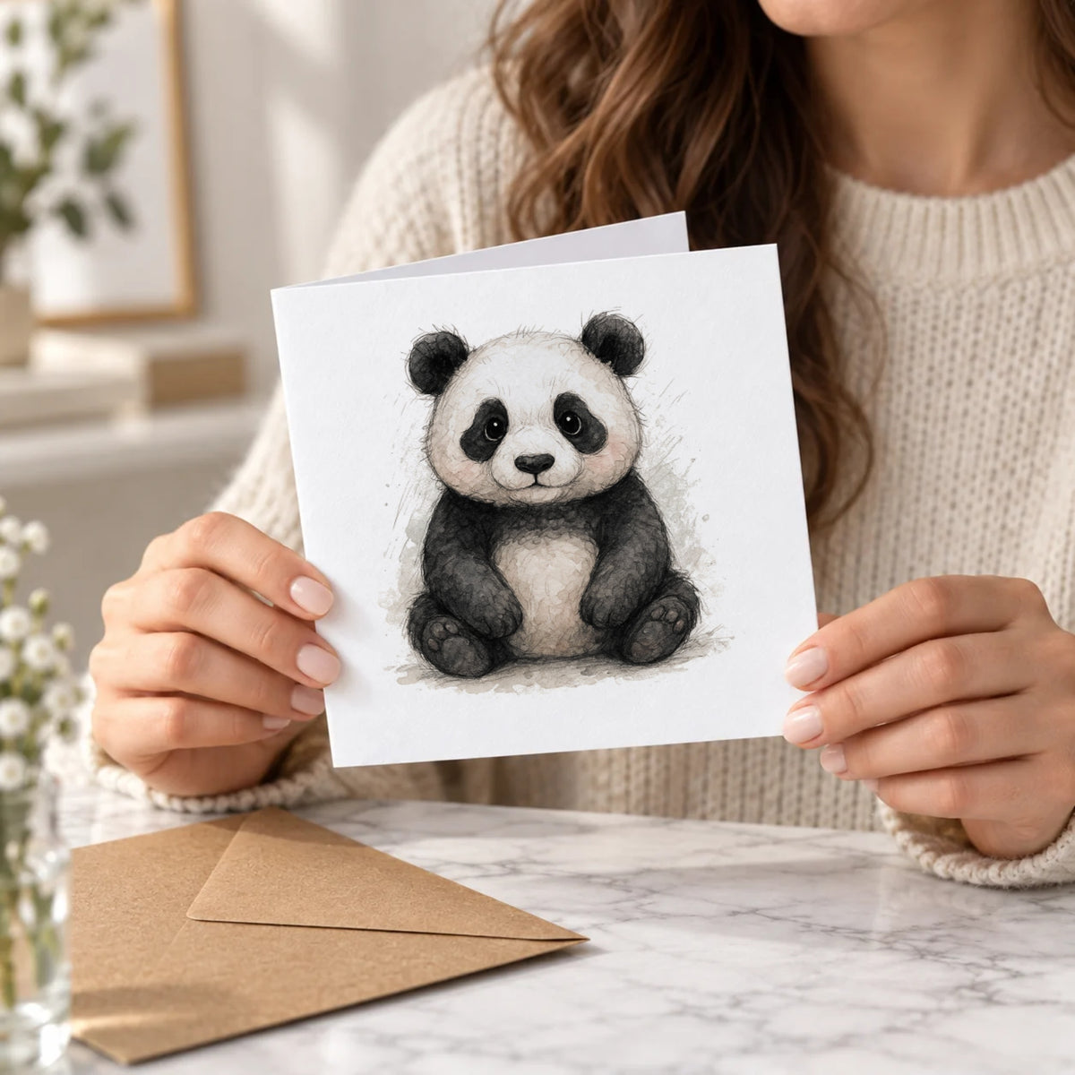 Panda Greeting Card – Held Card
