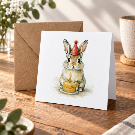 Rabbit Greeting Card – Warm Wood