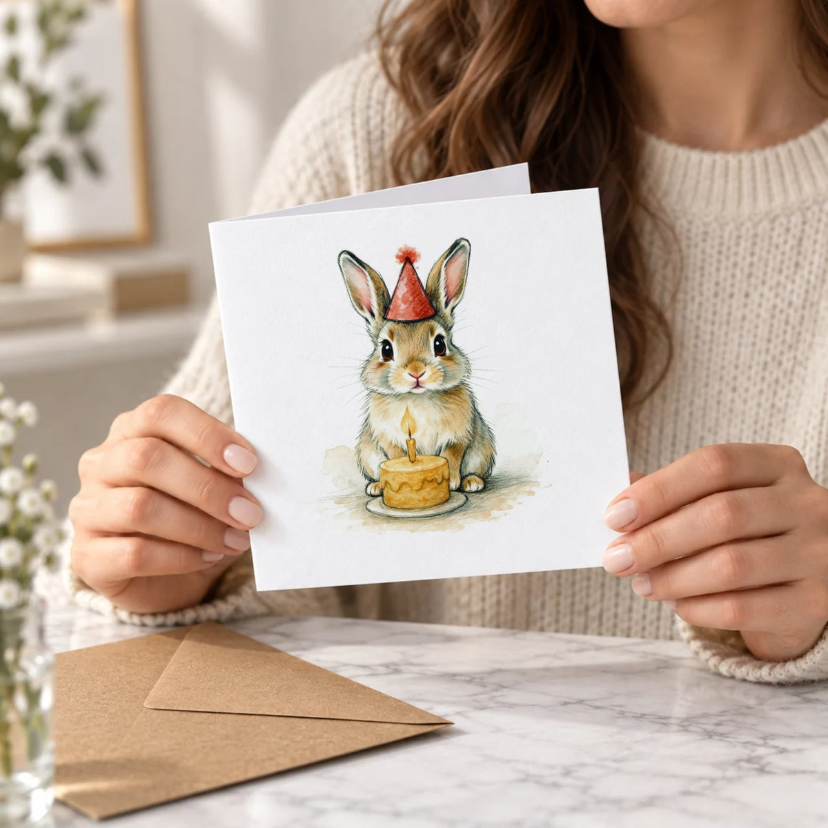 Rabbit Greeting Card – Held Card