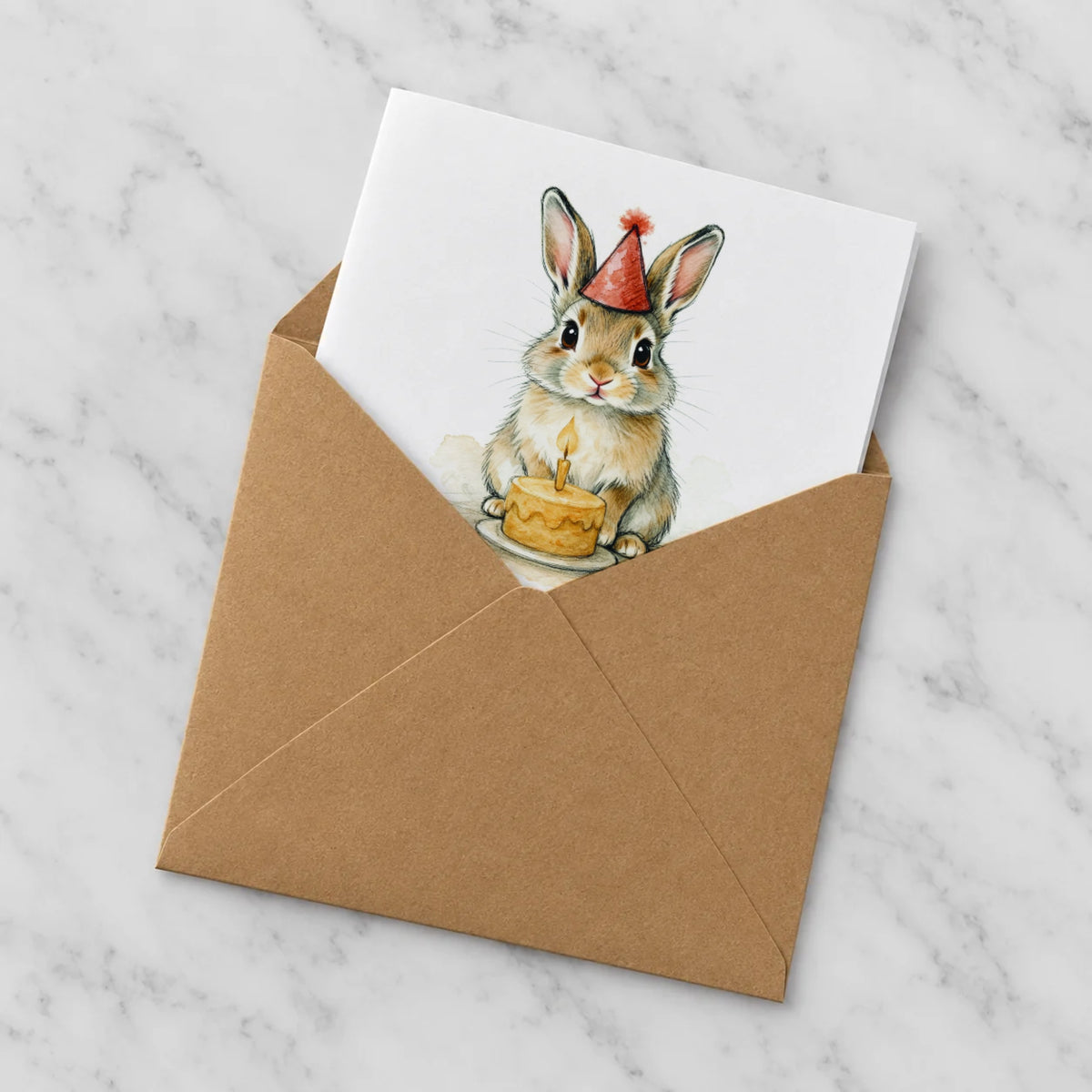 Rabbit Greeting Card – Half in Envelope