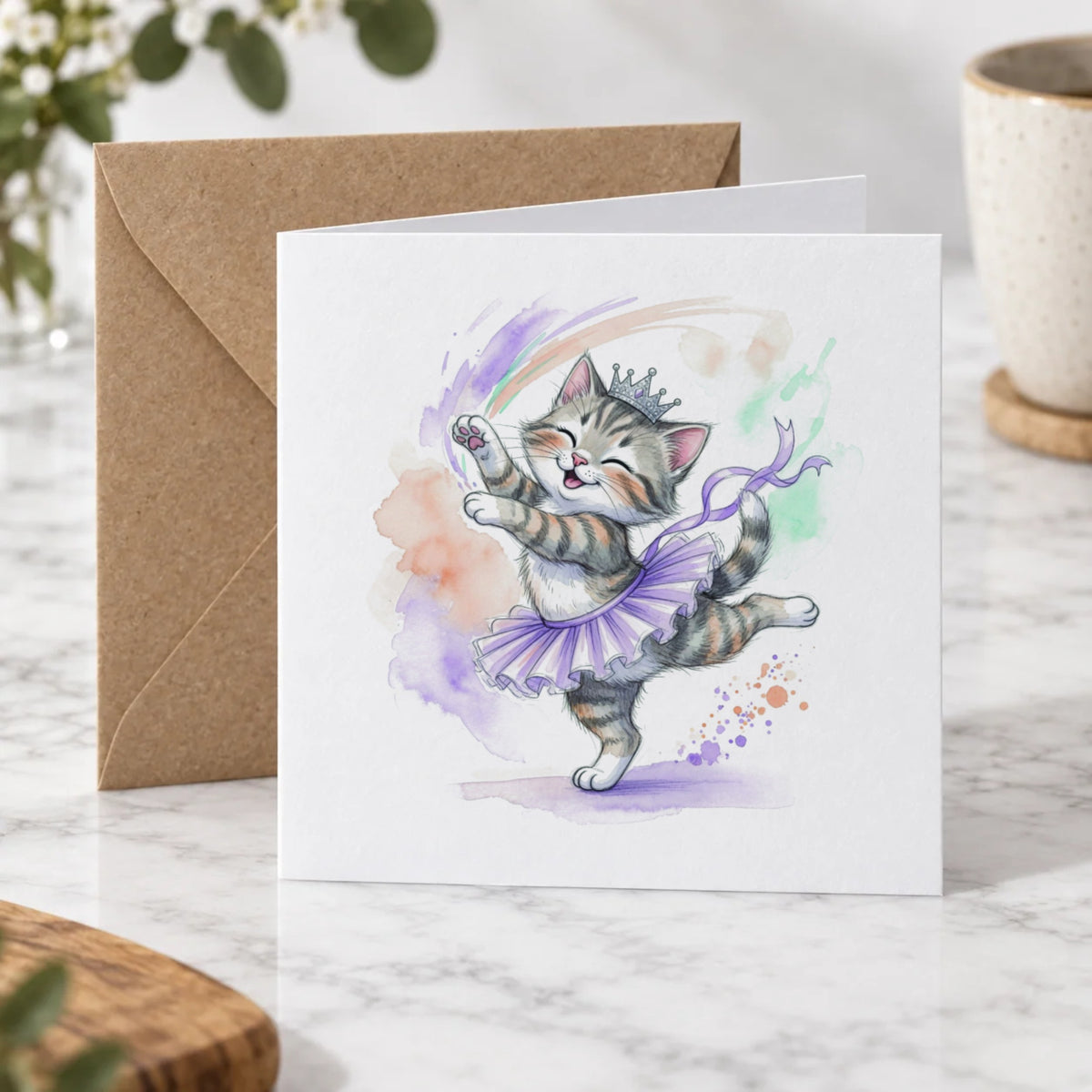 Ballerina Kitten Greeting Card – Hero
