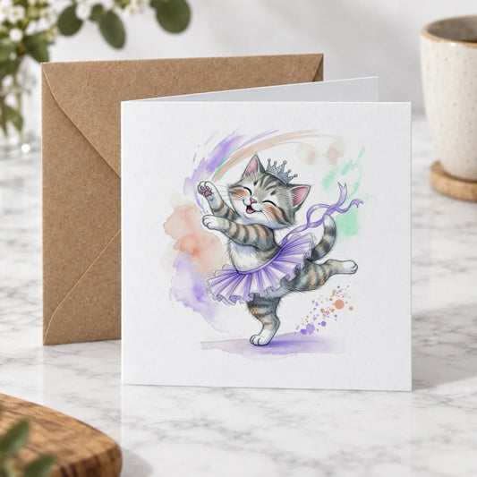 Ballerina Kitten Greeting Card – Hero