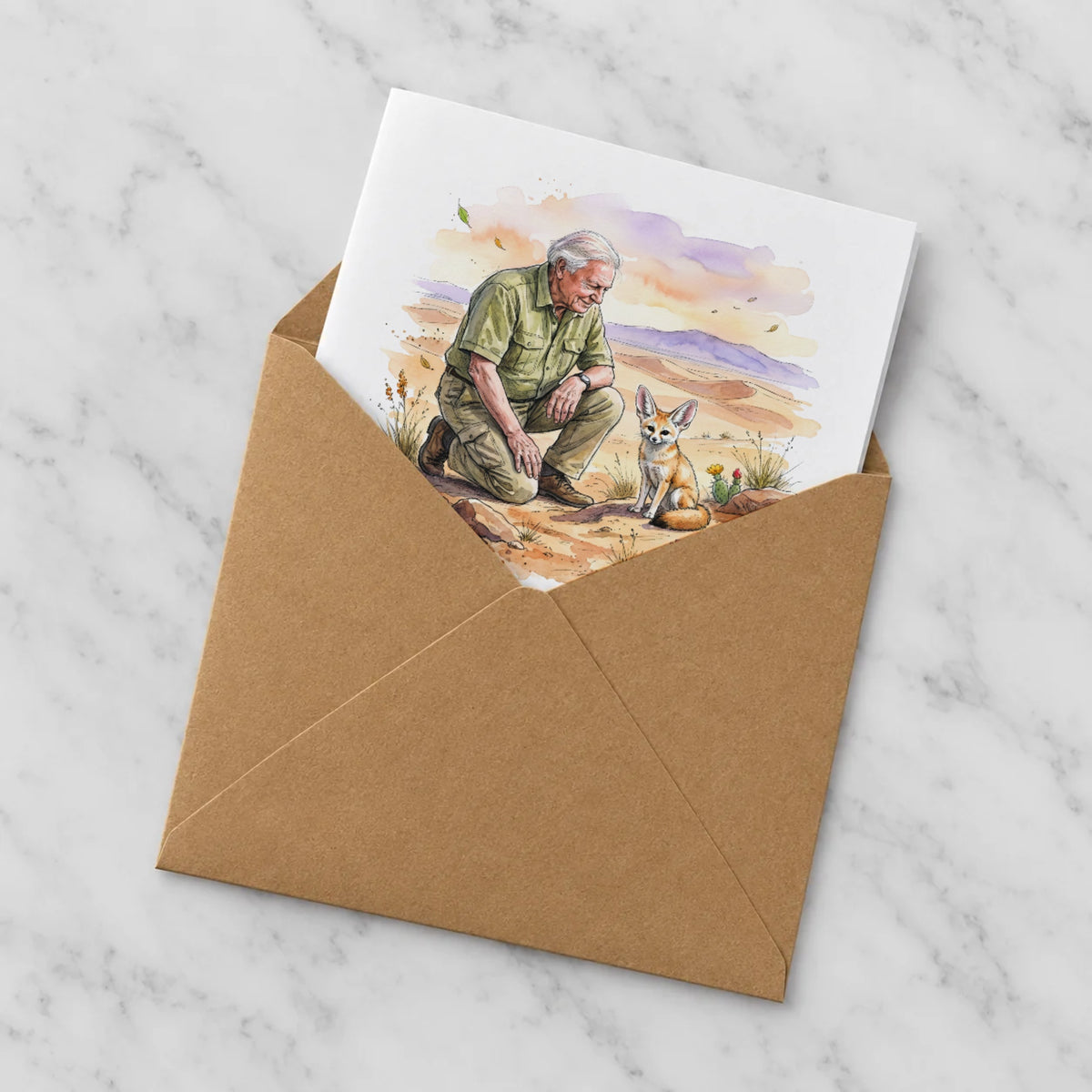 Fennec Fox Greeting Card – Half in Envelope