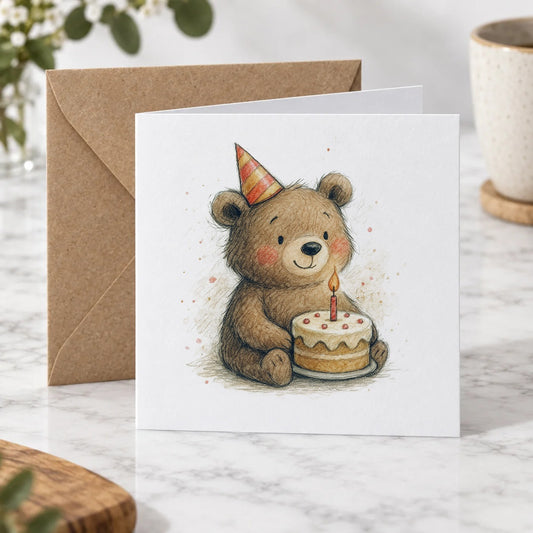 Party Bear Greeting Card – Hero