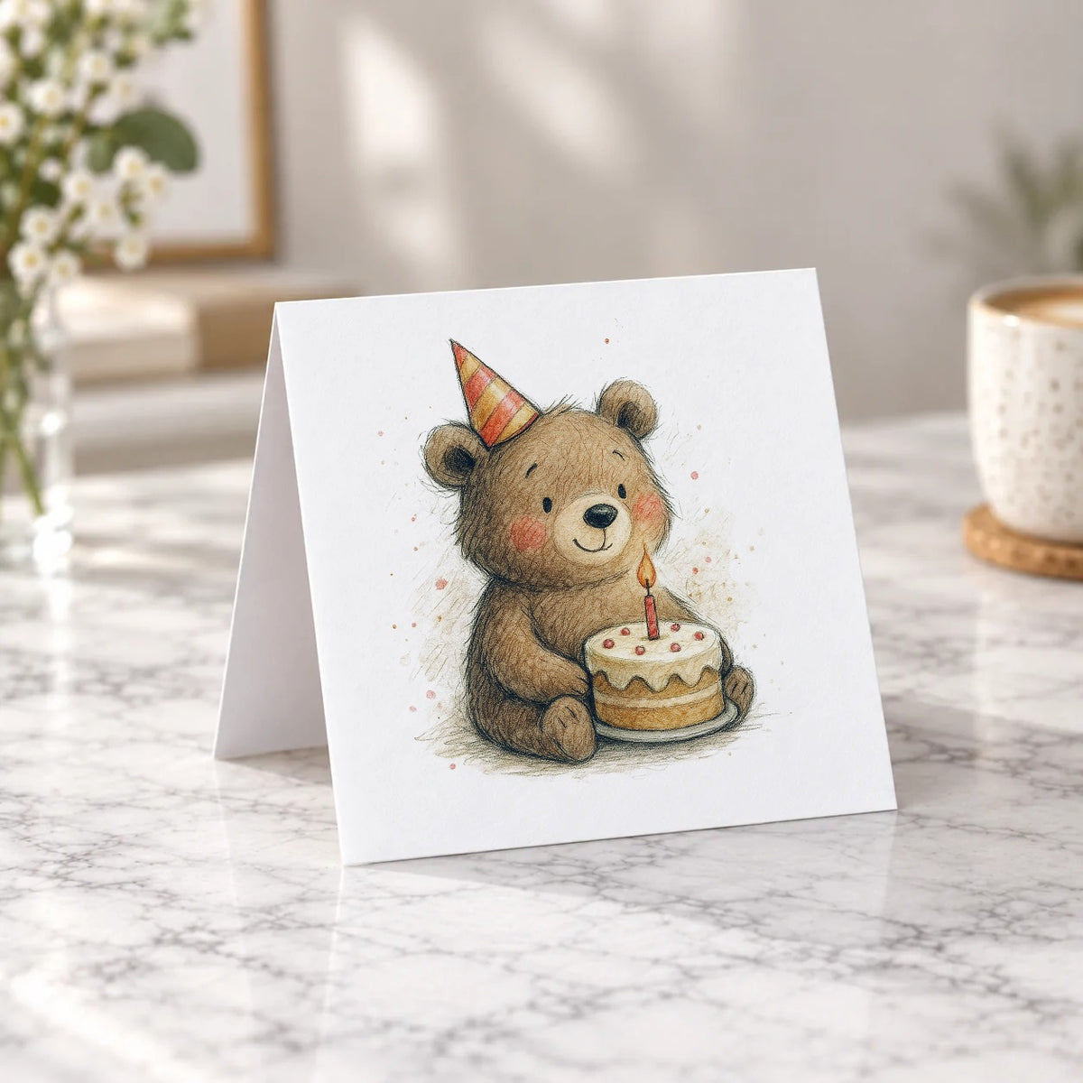 Party Bear Greeting Card – Tent Fold