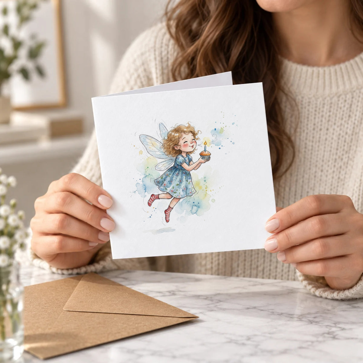Fairy Cupcake Greeting Card – Held Card