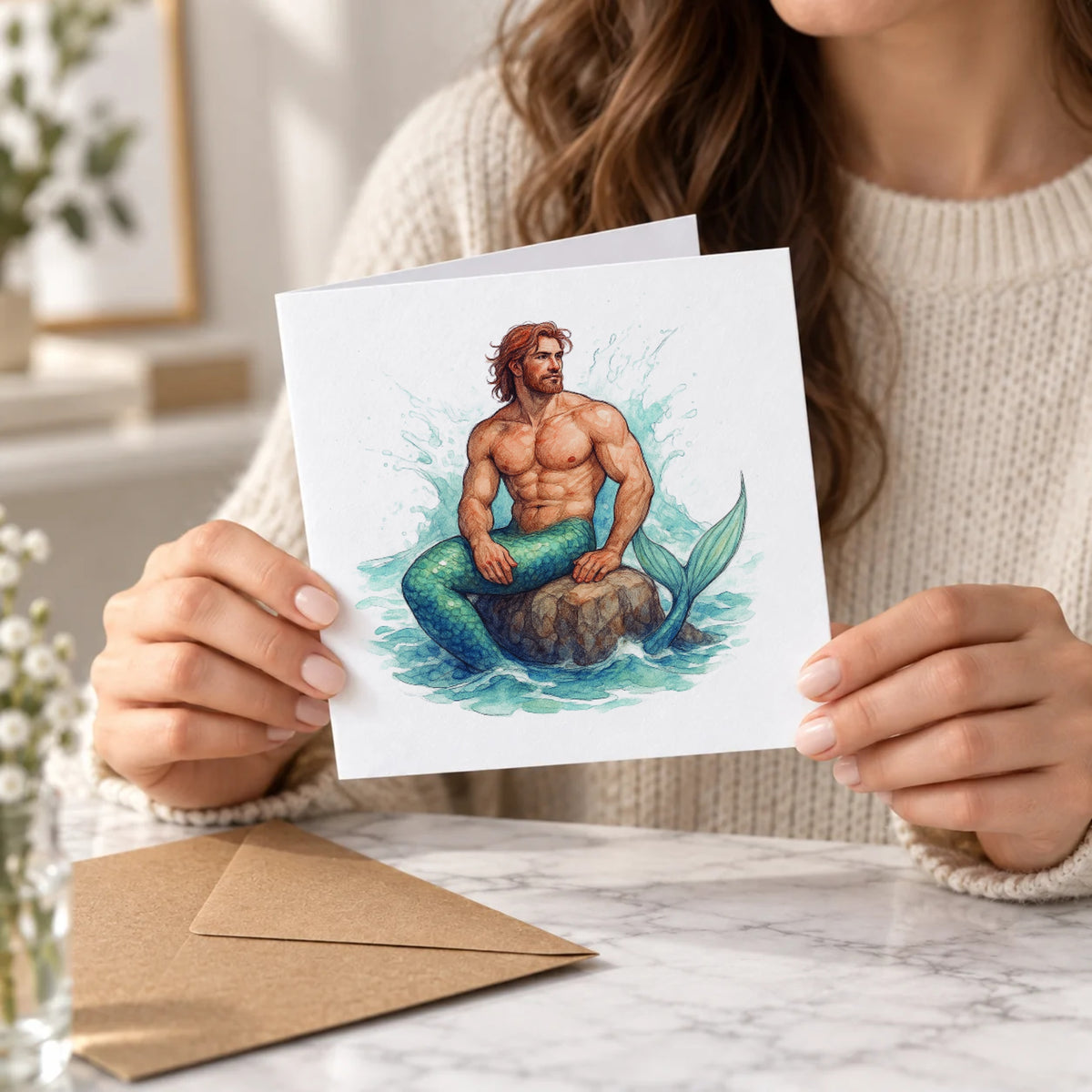 Merman Greeting Card – Held Card