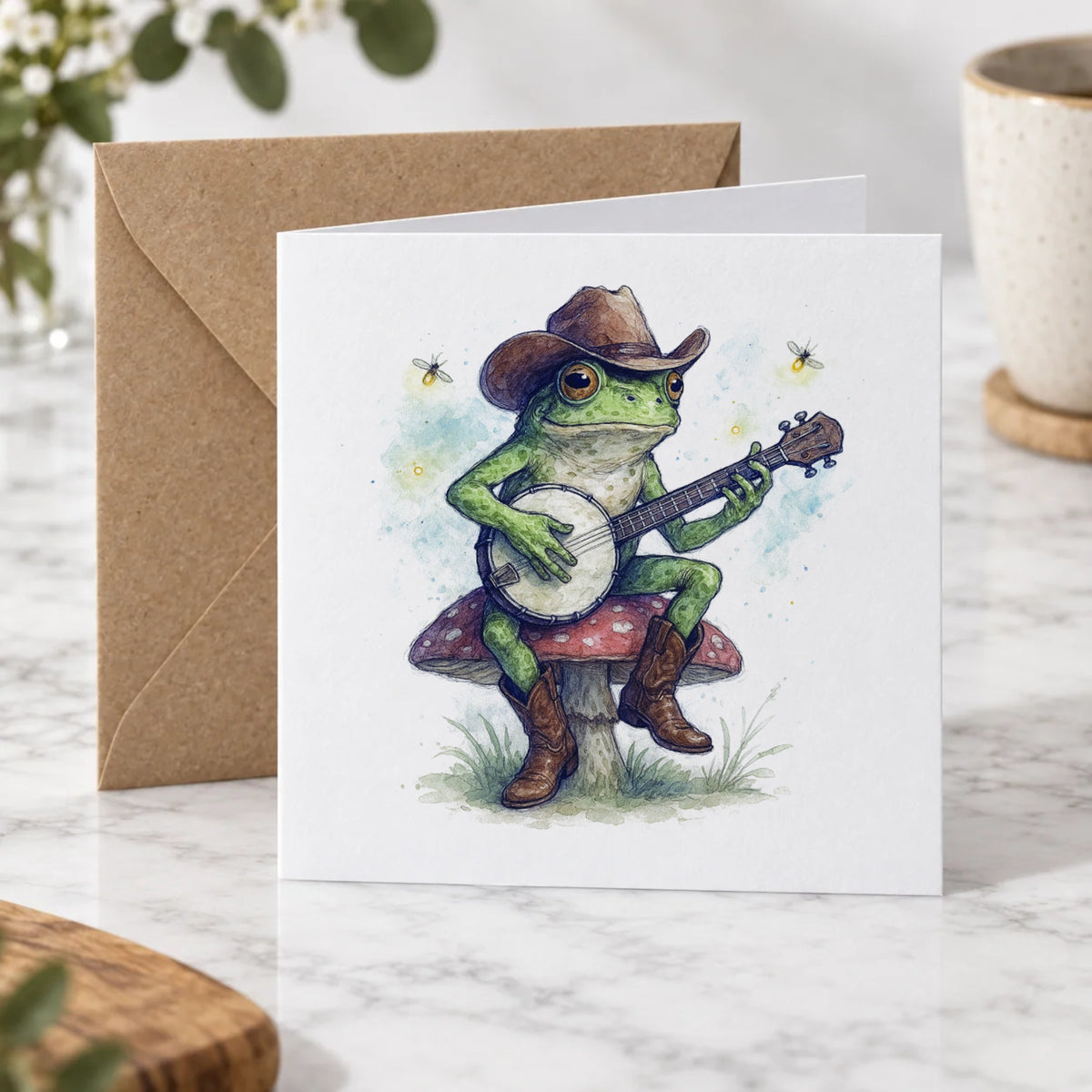 Banjo Frog Cowboy Greeting Card – Hero