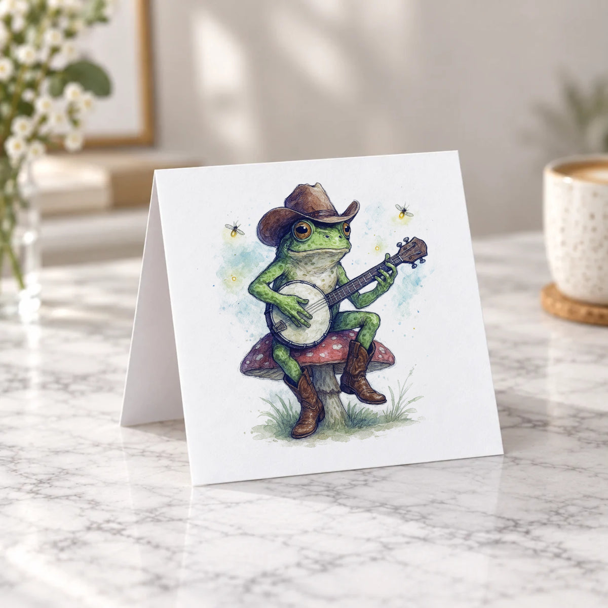 Banjo Frog Cowboy Greeting Card – Tent Fold