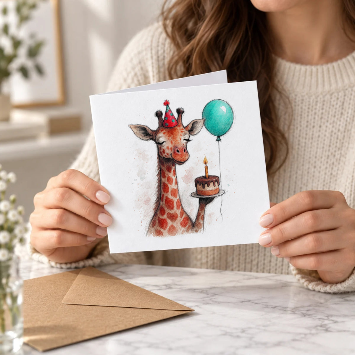 Giraffe Greeting Card – Held Card